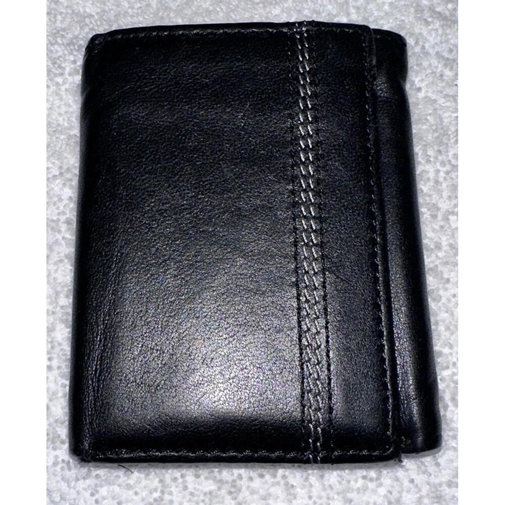 Stafford Trifold Black Leather Wallet with RFID Data Protection EUC